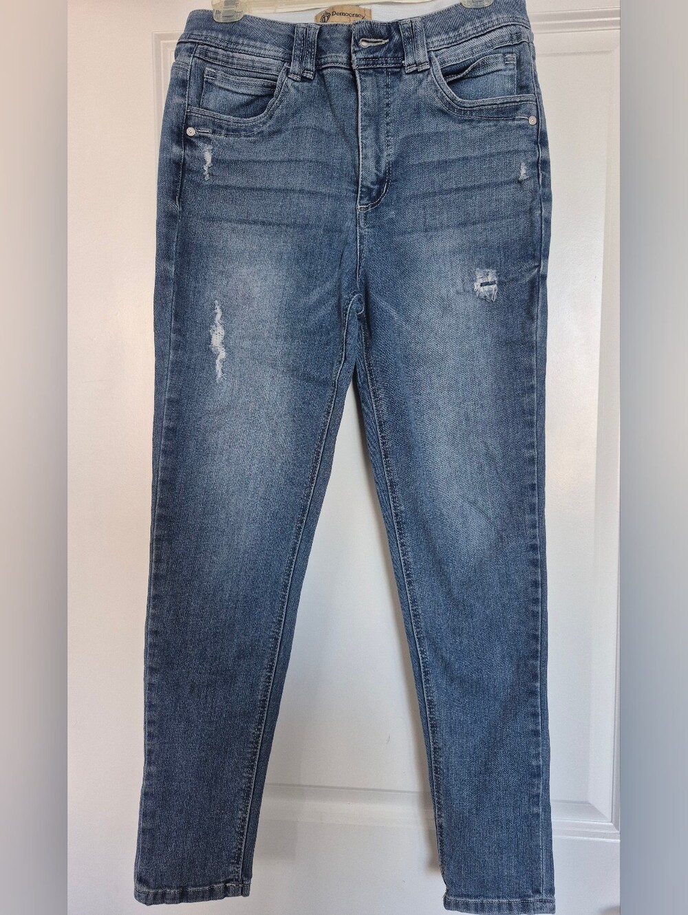 Women’s Distressed Mid-Rise Skinny Jeans - Blue